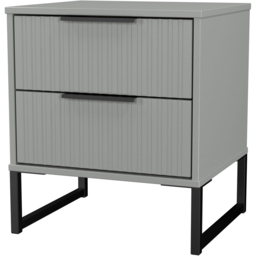 Crowndale Fluted 2 Drawer Dusk Grey Compact Bedside Cabinet Ready Assembled - thumbnail 4