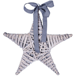 St Helens Light Grey Wicker Woven Willow Star 35cm