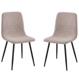 FWStyle Esme Light Brown and Black Linen Upholstered Steel Frame Dining Chair Set of 2 - thumbnail 2