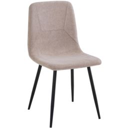 FWStyle Esme Light Brown and Black Linen Upholstered Steel Frame Dining Chair Set of 2 - thumbnail 3