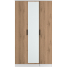 Crowndale Java Slatt Effect and White 3 Door Tall Mirrored Wardrobe Ready Assembled - thumbnail 2