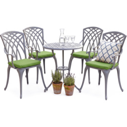 Centurion Oshowa Grey and Green 4 Seater Cast Aluminium Garden Bistro Set with Cushions - thumbnail 2