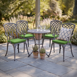 Centurion Oshowa Grey and Green 4 Seater Cast Aluminium Garden Bistro Set with Cushions