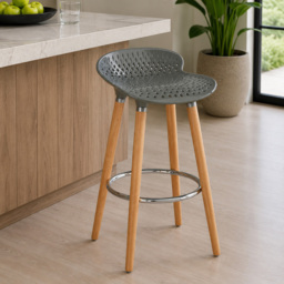 Premier Housewares Stockholm Grey and Brown Bar Stool - thumbnail 3