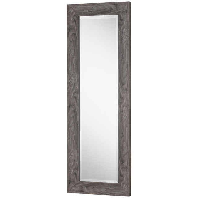Yearn Light Grey Scooped Grained Bevelled Dressing Mirror 129 x 45cm - image 1