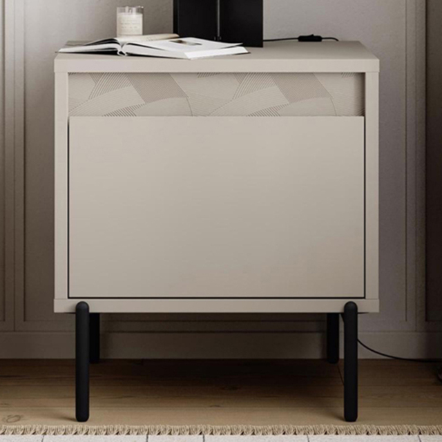 FWStyle Mott Single Drawer Sandstone Bedside Table - image 1