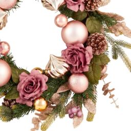 Mauve Rose Christmas Wreath 60cm - thumbnail 3
