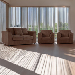 Luxor 4 Seater Chocolate Jumbo Cord Sofa Set with Scatter Back