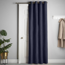 Alan Symonds Velvet Chenille Blackout Ring Top Eyelet Curtains Navy 137 x 213cm