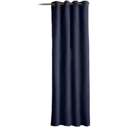 Alan Symonds Velvet Chenille Blackout Ring Top Eyelet Curtains Navy 137 x 213cm - thumbnail 2