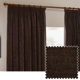 Yard Heavy Chenille Velvet Brown Pencil Pleat Curtains 229 x 137cm - thumbnail 4
