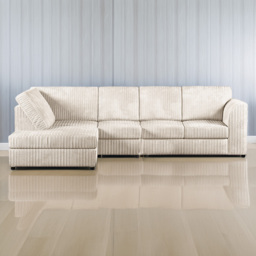 Luxor 5 Seater Cream Jumbo Cord Left Hand L Shaped Corner Sofa with Full Back
