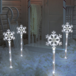 The Christmas Workshop 40 LED Snowflake Garden Stake Light Wintery White 4 Pack