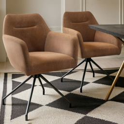 SOLACE+CO Isla Brown Chenille Swivel Dining Chair Set of 2