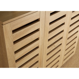 Home Source Oslo 3 Door Oak Shoe Storage Cabinet Unit - thumbnail 4