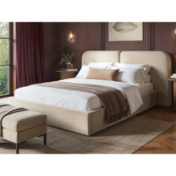 SOLACE+CO Lena Beige King Size Velvet Ottoman Bed - thumbnail 4