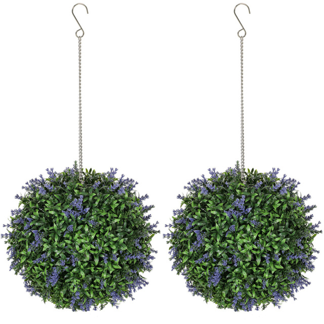 Portland Set of 2 Purple Topiary Ball Artificial Plant - image 1
