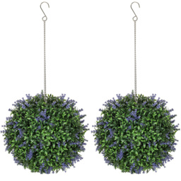Portland Set of 2 Purple Topiary Ball Artificial Plant - thumbnail 1
