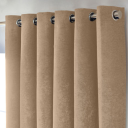 Alan Symonds Chenille Blackout Ring Top Eyelet Curtains Beige 168 x 229cm - thumbnail 2