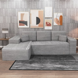 M N Furniture Smart 3 Seater Grey Left Hand L-Shape Corner Sofa - thumbnail 1