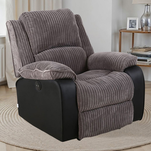 Furniture Online Postana Jumbo Cord Grey Electric Recliner Chair - image 1