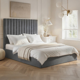 Flair Everley Grey Fabric King Size Ottoman Bed - thumbnail 1