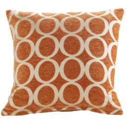 Alan Symonds Chenille Orange Geometric O Cushion with Polyester Filled Pad 45 x 45cm 4 Pack