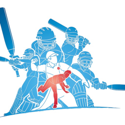 Origin Murals Cricket Players Blue Wall Mural - thumbnail 2