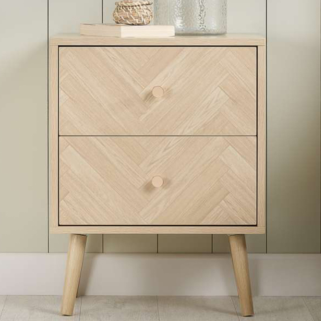 Birlea Herringford 2 Drawer Oak Bedside table - image 1