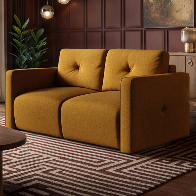SOLACE+CO Wilfie Mustard 2 Seater Chenille Sofa - image 1
