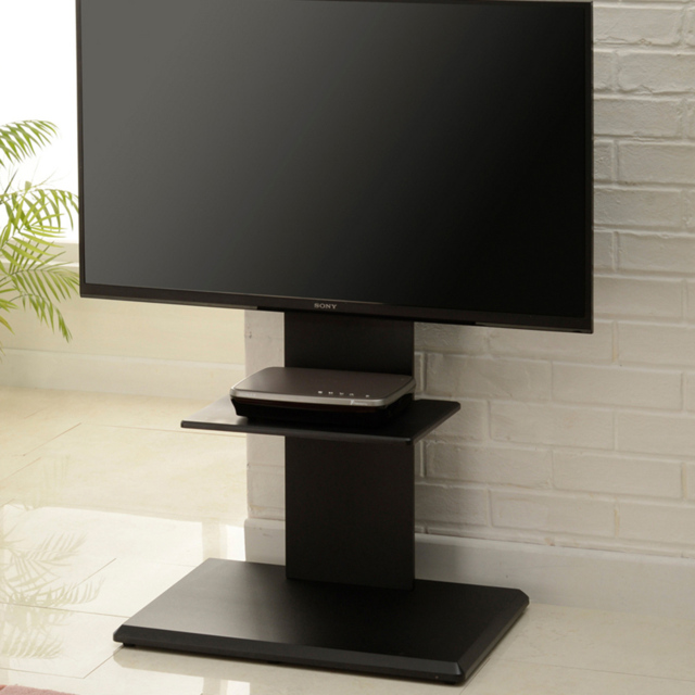 TTAP Single Shelf Black Floor Pedestal TV Stand with Swivel Mounting Bracket - image 1