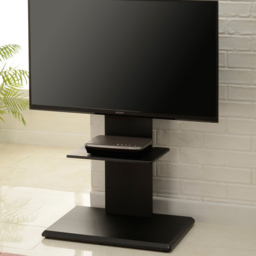 TTAP Single Shelf Black Floor Pedestal TV Stand with Swivel Mounting Bracket
