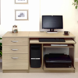 R White Cabinets SET-06-IN-ST 3 Drawer Computer Desk Brown