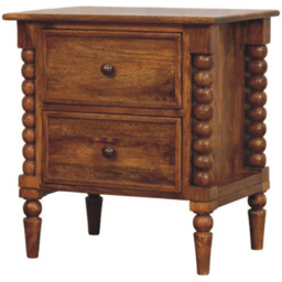 Artisan Furniture Harper Amber Oak 2 Drawer Solid Wood Spindle Leg Nightstand - thumbnail 3