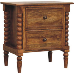 Artisan Furniture Harper Amber Oak 2 Drawer Solid Wood Spindle Leg Nightstand - thumbnail 4