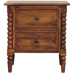 Artisan Furniture Harper Amber Oak 2 Drawer Solid Wood Spindle Leg Nightstand - thumbnail 2