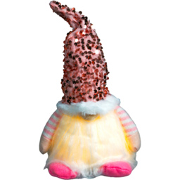 Xmas Haus Light Up Gonk Pink Sequin Hat Christmas Decoration 20cm