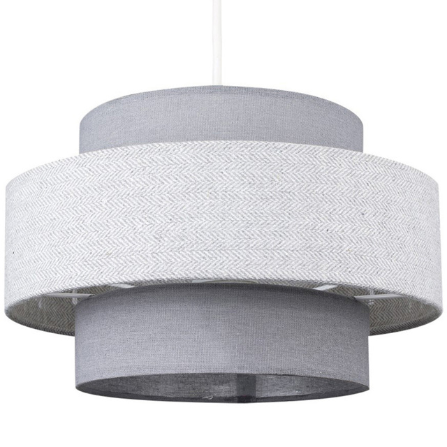 ValueLights Weaver Herringbone Dark Grey and Grey Ceiling Lamp Shade - image 1