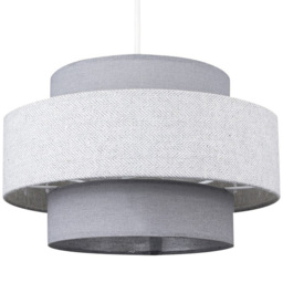 ValueLights Weaver Herringbone Dark Grey and Grey Ceiling Lamp Shade