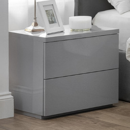 Julian Bowen Monaco 2 Drawer Grey Gloss Bedside Cabinet