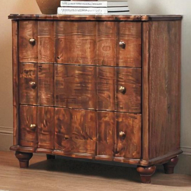 Artisan Furniture Lume Brown Roasted Panel 3 Drawer Solid Wood Chest of Drawers - image 1