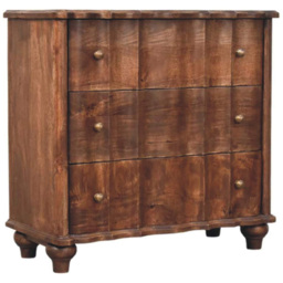 Artisan Furniture Lume Brown Roasted Panel 3 Drawer Solid Wood Chest of Drawers - thumbnail 3