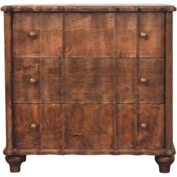 Artisan Furniture Lume Brown Roasted Panel 3 Drawer Solid Wood Chest of Drawers - thumbnail 2