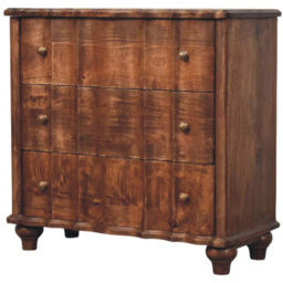 Artisan Furniture Lume Brown Roasted Panel 3 Drawer Solid Wood Chest of Drawers - thumbnail 4