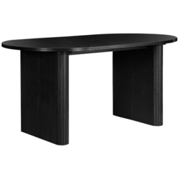 Birlea Axel Black 4 Seater Oval Fluted Dining Bench Set - thumbnail 3