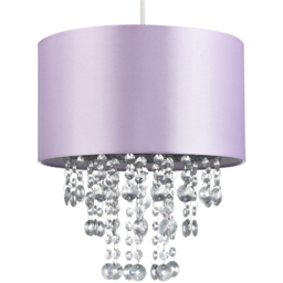 Happy Homewares Transparent Acrylic Droplets Lilac Satin Fabric Pendant Shade