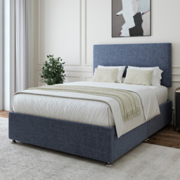 Bedmaster Small Double Midnight Linen 2 Drawer Divan Base with Valencia Headboard