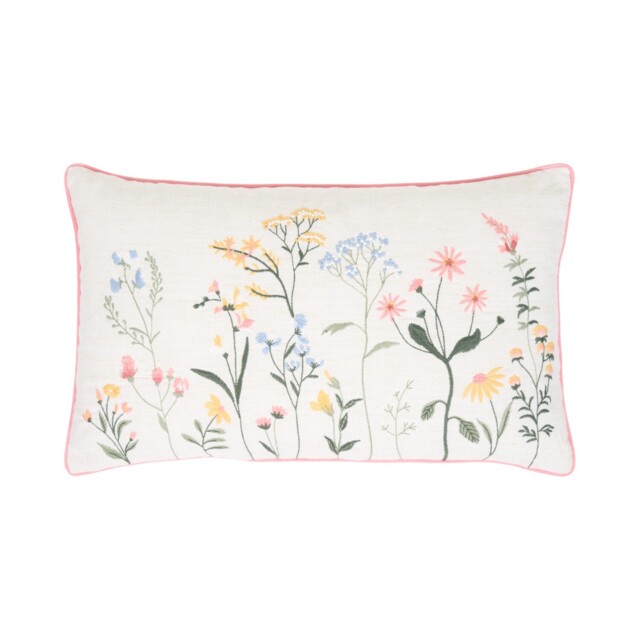 Posie Embroidered Cushion White - image 1