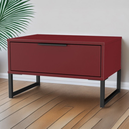 Crowndale Hong Kong Single Drawer Red Matt Wide Side Table Ready Assembled