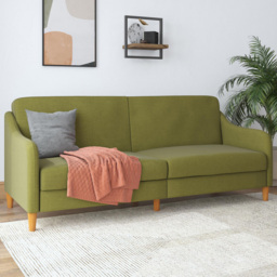 Dorel Jasper 3 Seater Green Linen Sprung Sofa Bed